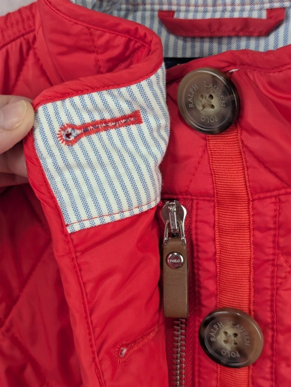 Polo Golf Ralph Lauren Red Quilted Vest Embroidered Back Pony Size Small EUC - Picture 7 of 15